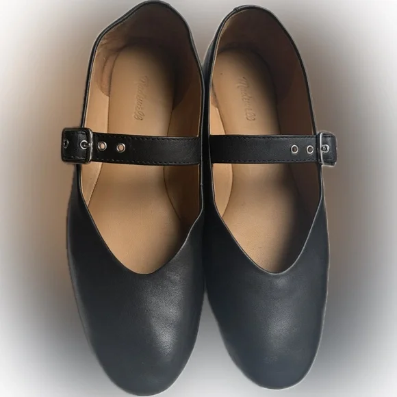 Madewell Remy Black Leather Mary Jane Flats 8.5 - Picture 3 of 5